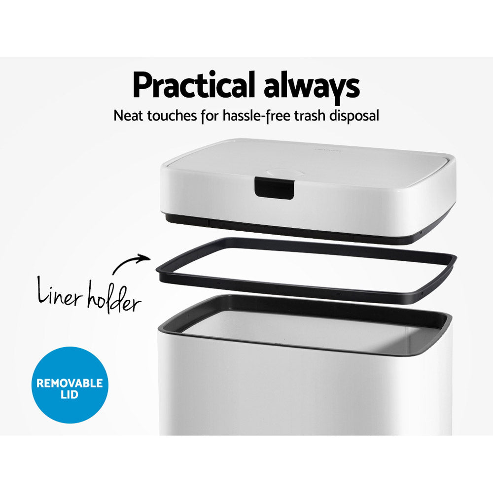 45L Motion Sensor Bin Rubbish Automatic White - Home & Garden > Kitchen Bins > Automatic Bins - Rivercity House & Home Co. (ABN 18 642 972 209) - Affordable Modern Furniture Australia