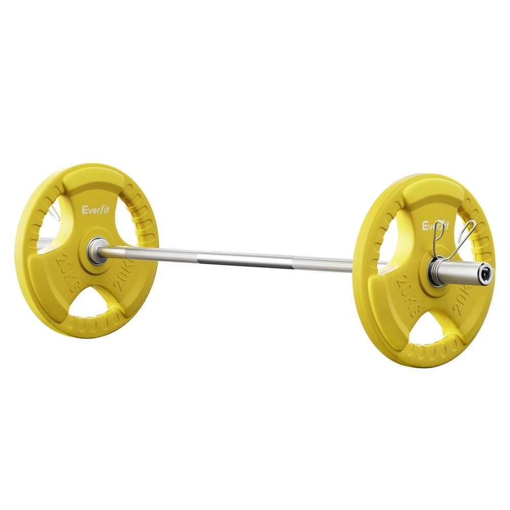 46KG 120CM Dumbbell Barbell Plate Weight Lifting Bar - Yellow - Sports & Fitness > Exercise, Gym & Fitness > Free Weights - Rivercity House & Home Co. (ABN 18 642 972 209) - Affordable Modern Furniture Australia