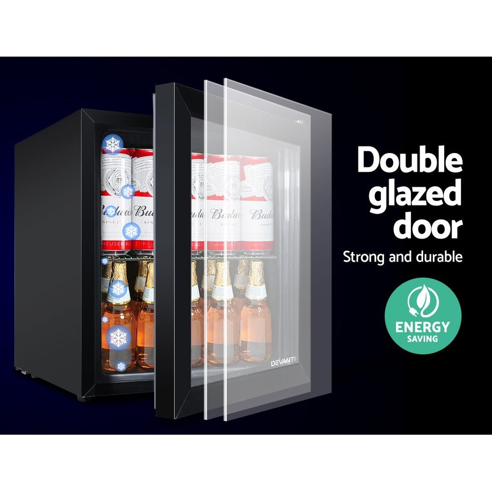 46L Bar Fridge Glass Door Black - Appliances > Fridges & Freezers > Fridges - Rivercity House & Home Co. (ABN 18 642 972 209) - Affordable Modern Furniture Australia