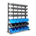 47 Bin Storage Rack with Steel Stand and Magnetic Tool Bar 124KG Capacity - Grey & Blue