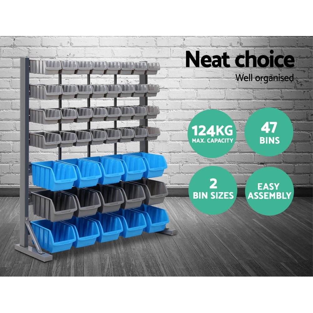 47 Storage Bin Rack Free Stand Steel Stand - Tools > Tools Storage > Wall Storage Racks - Rivercity House & Home Co. (ABN 18 642 972 209) - Affordable Modern Furniture Australia