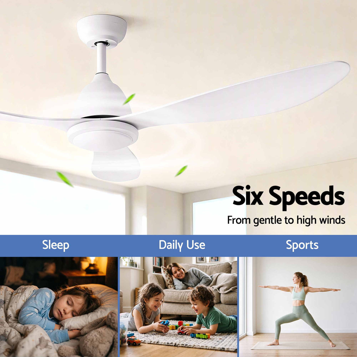 48" Ceiling Fan with LED Light, Remote & DC Motor - White - Appliances > Fans > Ceiling Fans - Rivercity House & Home Co. (ABN 18 642 972 209) - Affordable Modern Furniture Australia