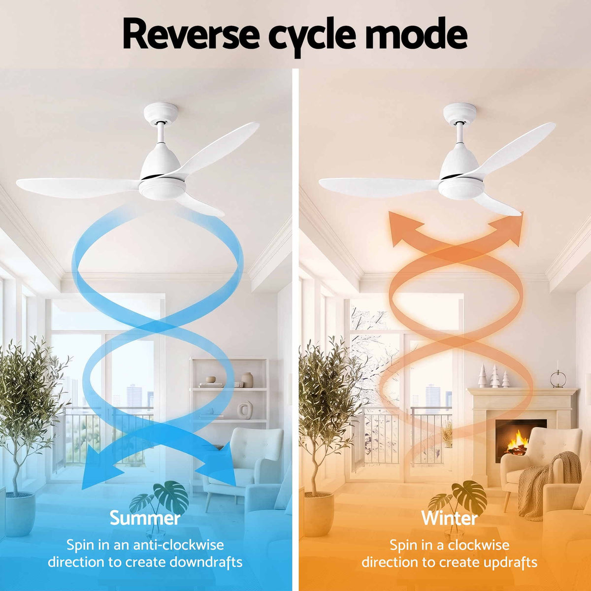 48" Ceiling Fan with LED Light, Remote & DC Motor - White - Appliances > Fans > Ceiling Fans - Rivercity House & Home Co. (ABN 18 642 972 209) - Affordable Modern Furniture Australia