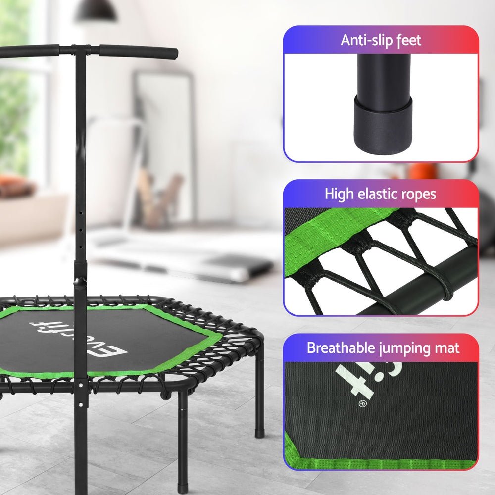 48inch Hexagon Trampoline Kids Exercise Adjustable Handrail Green - Sports & Fitness > Trampolines - Rivercity House & Home Co. (ABN 18 642 972 209) - Affordable Modern Furniture Australia