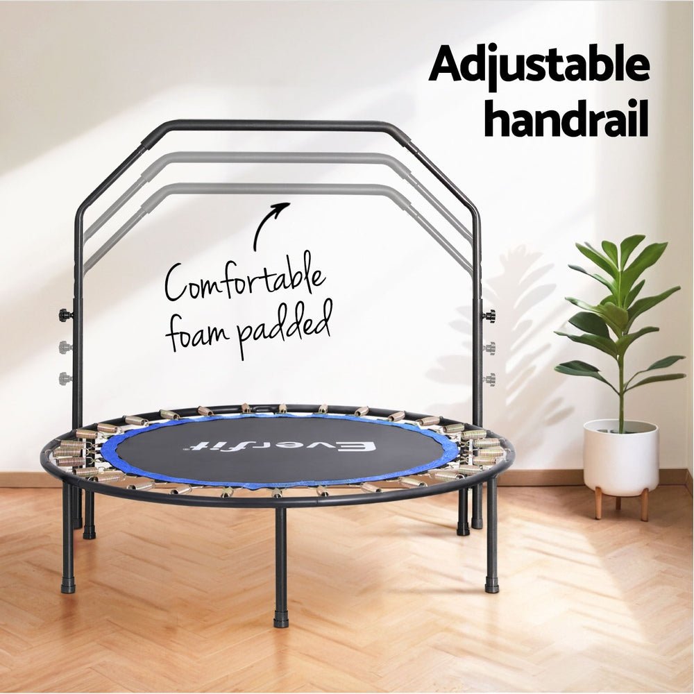 48inch Round Trampoline Kids Exercise Fitness Adjustable Handrail Blue - Sports & Fitness > Trampolines - Rivercity House & Home Co. (ABN 18 642 972 209) - Affordable Modern Furniture Australia