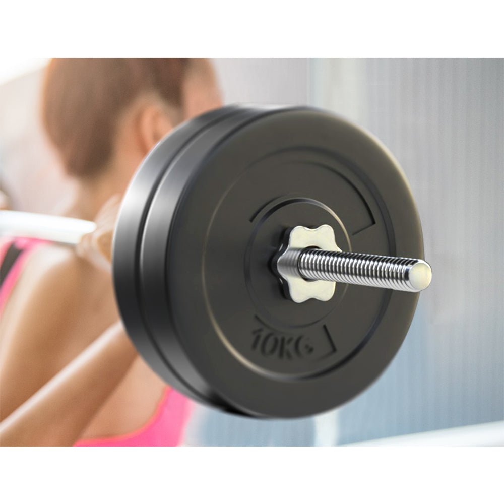 48kg Barbell Set with 168cm Steel Bar and Weight Plates - Black - Sports & Fitness > Exercise, Gym & Fitness > Exercise Benches - Rivercity House & Home Co. (ABN 18 642 972 209) - Affordable Modern Furniture Australia