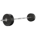 48kg Barbell Set with 168cm Steel Bar and Weight Plates - Black
