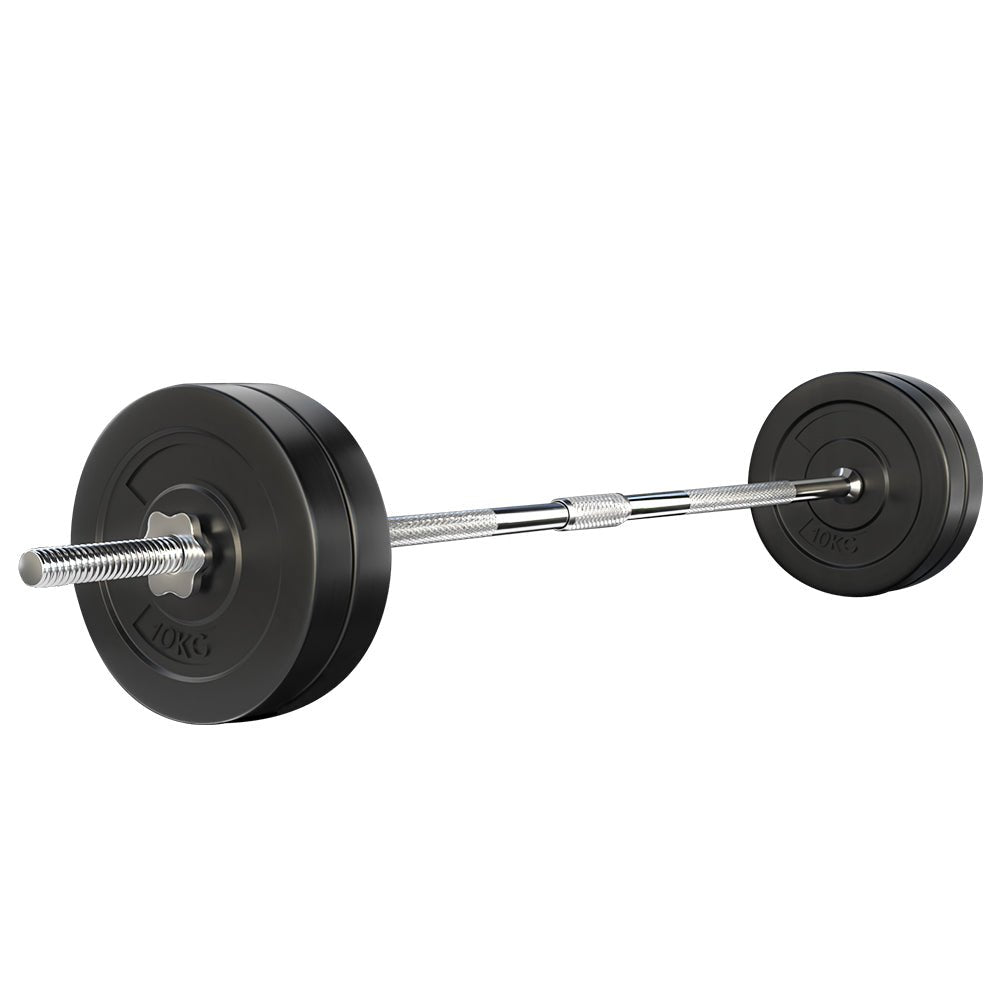 48kg Barbell Set with 168cm Steel Bar and Weight Plates - Black - Sports & Fitness > Exercise, Gym & Fitness > Exercise Benches - Rivercity House & Home Co. (ABN 18 642 972 209) - Affordable Modern Furniture Australia