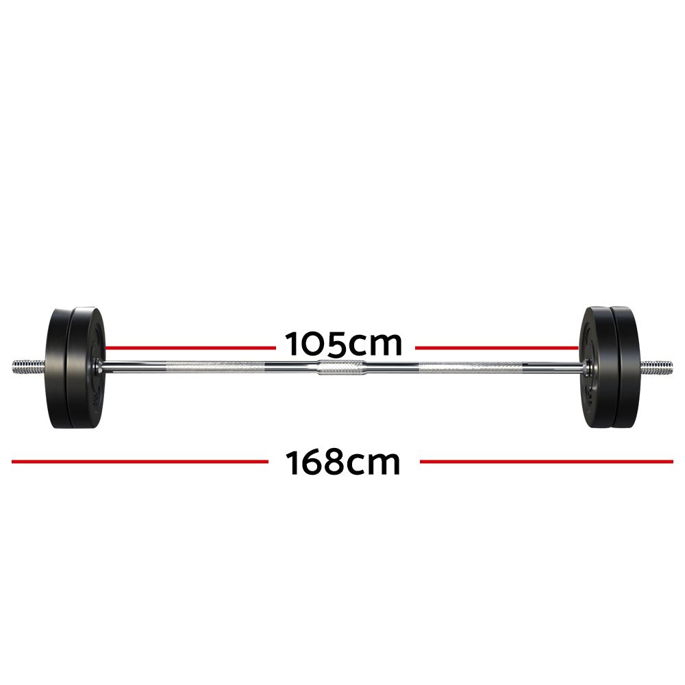 48kg Barbell Set with 168cm Steel Bar and Weight Plates - Black - Sports & Fitness > Exercise, Gym & Fitness > Exercise Benches - Rivercity House & Home Co. (ABN 18 642 972 209) - Affordable Modern Furniture Australia