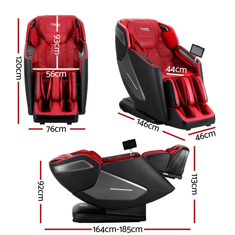 4D Massage Chair Electric Recliner Home Massager Red - Furniture > Bar Stools & Chairs > Massage Chairs - Rivercity House & Home Co. (ABN 18 642 972 209) - Affordable Modern Furniture Australia