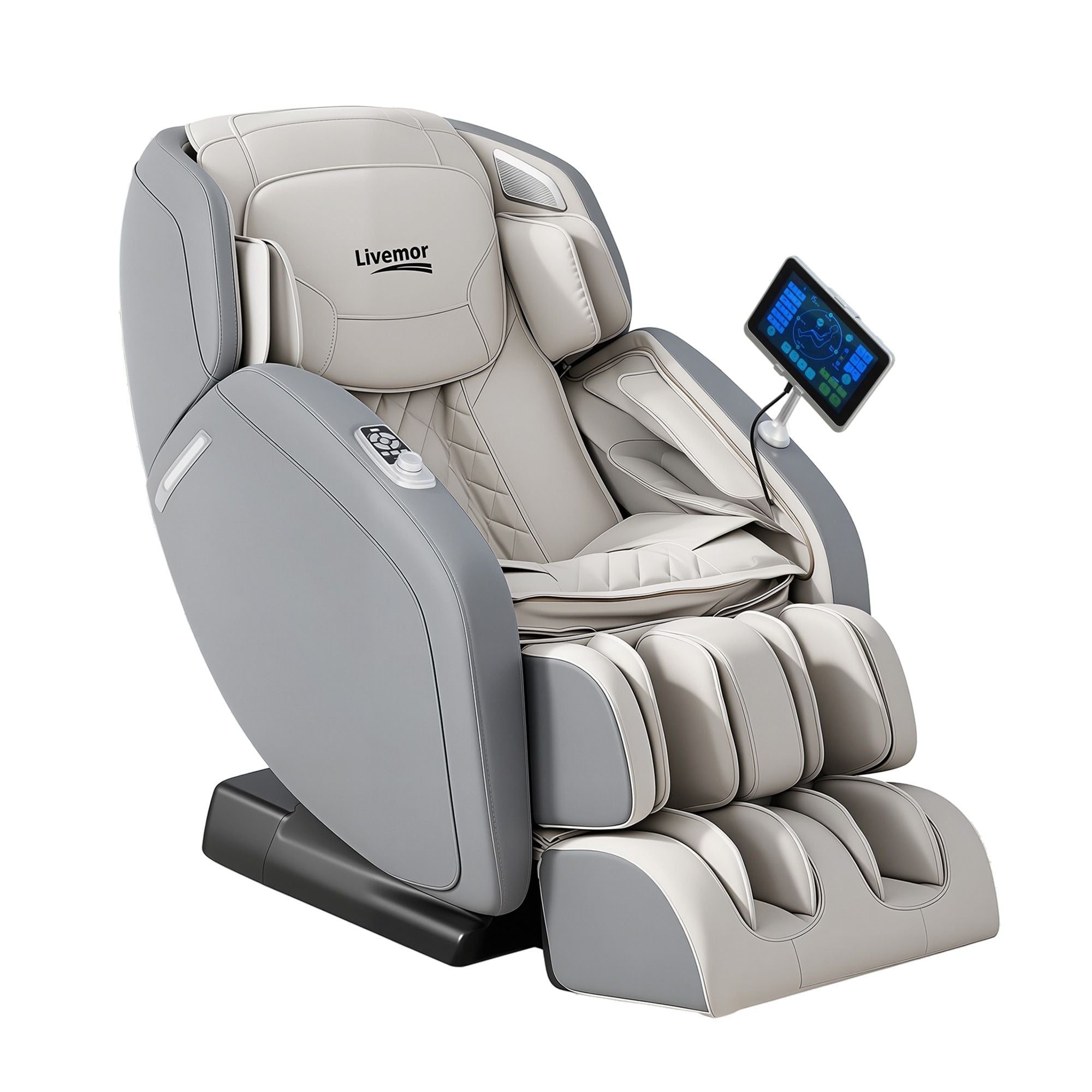 4D Massage Chair Recliner - Full Body SL - Track Zero Gravity with AI Body Scan, Deep Tissue Electric Massager with Heat, 12 Auto Programs, LCD Touchscreen & Bluetooth, Grey - Furniture > Bar Stools & Chairs > Massage Chairs - Rivercity House & Home Co. (ABN 18 642 972 209) - Affordable Modern Furniture Australia