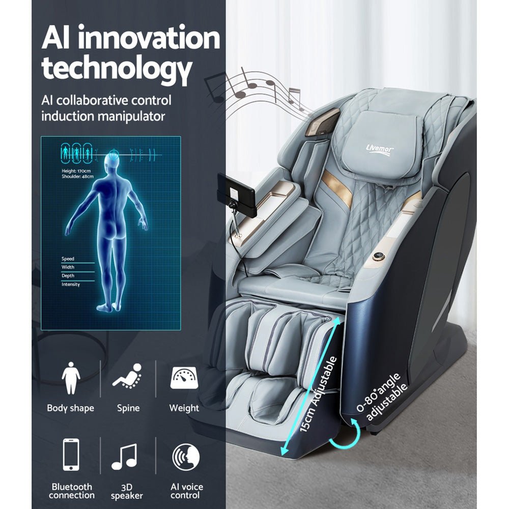4D Massage Chair Recliner SL Track Full Body Zero Gravity Massager Heated AI Body Scan Melisa - Furniture > Bar Stools & Chairs > Massage Chairs - Rivercity House & Home Co. (ABN 18 642 972 209) - Affordable Modern Furniture Australia