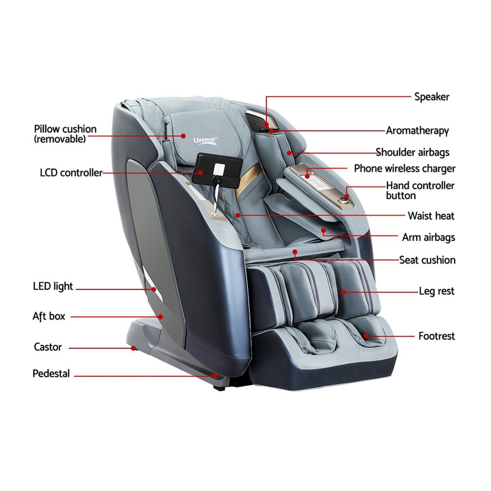 4D Massage Chair Recliner SL Track Full Body Zero Gravity Massager Heated AI Body Scan Melisa - Furniture > Bar Stools & Chairs > Massage Chairs - Rivercity House & Home Co. (ABN 18 642 972 209) - Affordable Modern Furniture Australia