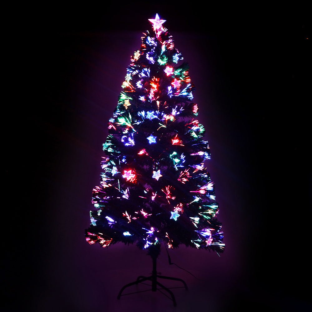 4FT / 1.2M Fibre Optic Christmas Tree - 150 Tips - Pre-lit Multi-Colour Fibre Optic Lights with LED Star Topper & 20 Stars - Green - Occasions - Rivercity House & Home Co. (ABN 18 642 972 209) - Affordable Modern Furniture Australia