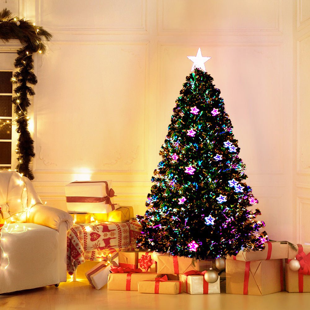 4FT / 1.2M Fibre Optic Christmas Tree - 150 Tips - Pre-lit Multi-Colour Fibre Optic Lights with LED Star Topper & 20 Stars - Green - Occasions - Rivercity House & Home Co. (ABN 18 642 972 209) - Affordable Modern Furniture Australia