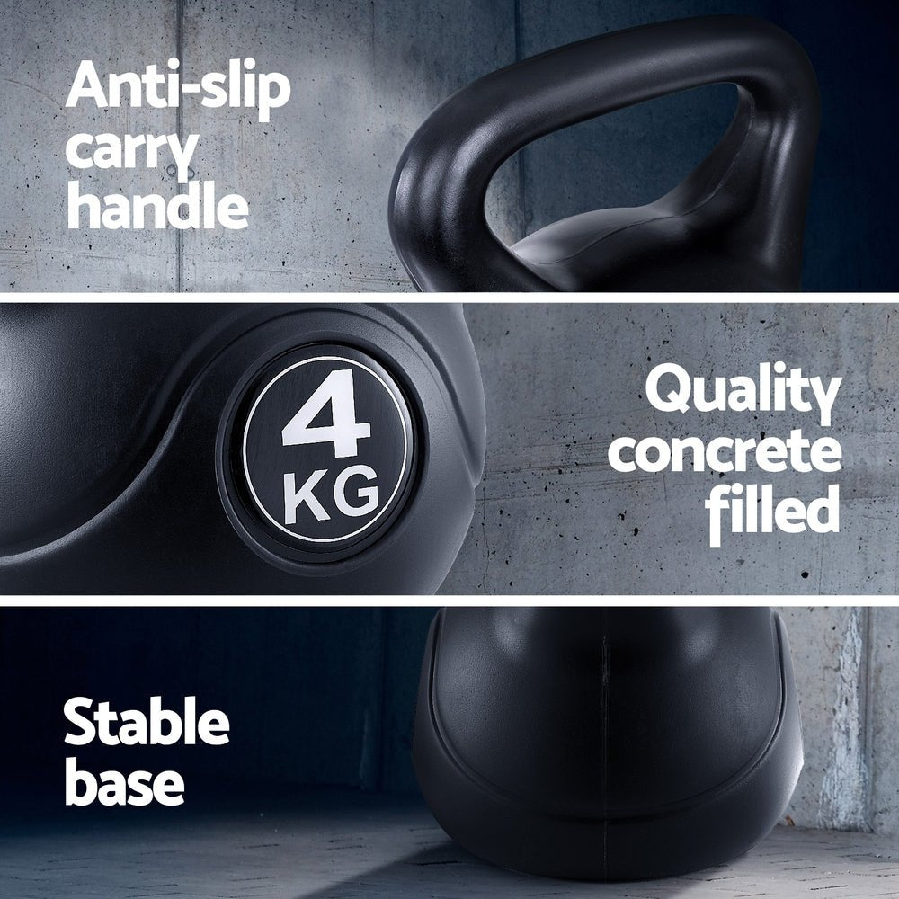 4kg Kettlebell Weight Lifting Gym Dumbbell - Black - Sports & Fitness > Exercise, Gym & Fitness > Free Weights - Rivercity House & Home Co. (ABN 18 642 972 209) - Affordable Modern Furniture Australia
