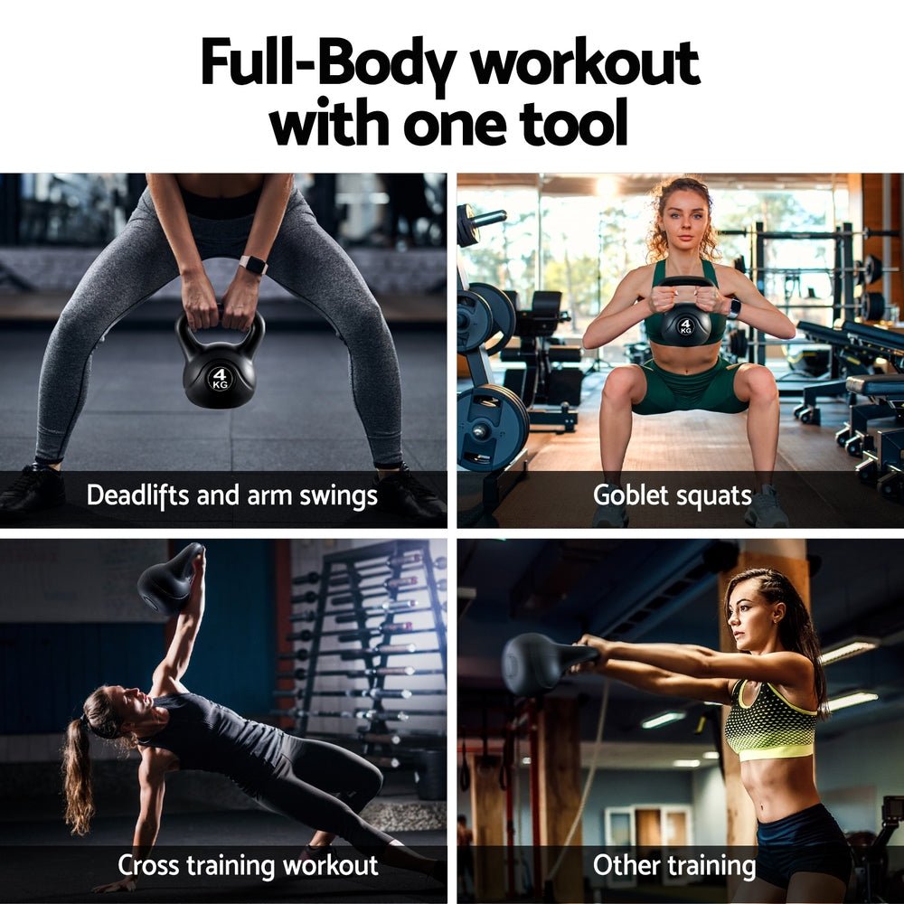 4kg Kettlebell Weight Lifting Gym Dumbbell - Black - Sports & Fitness > Exercise, Gym & Fitness > Free Weights - Rivercity House & Home Co. (ABN 18 642 972 209) - Affordable Modern Furniture Australia