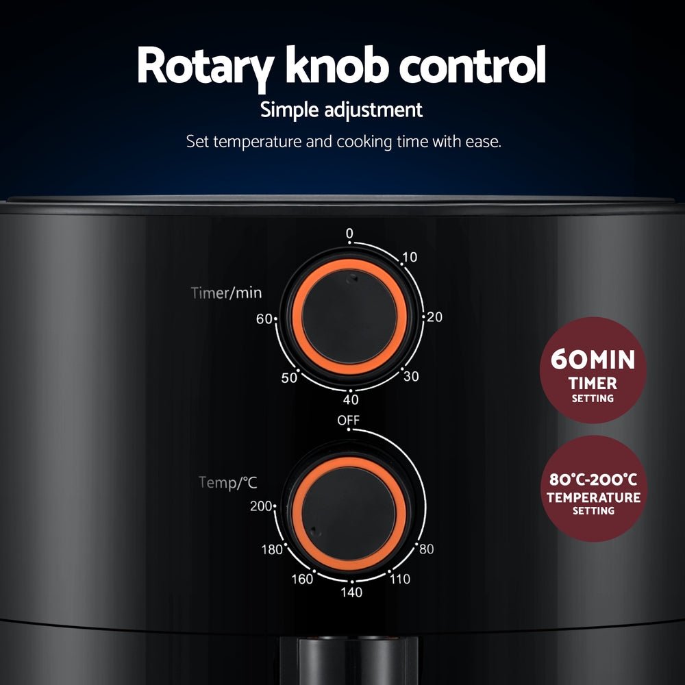 4L Air Fryer Knob Control 1500W - Appliances > Kitchen Appliances > Air Fryers - Rivercity House & Home Co. (ABN 18 642 972 209) - Affordable Modern Furniture Australia