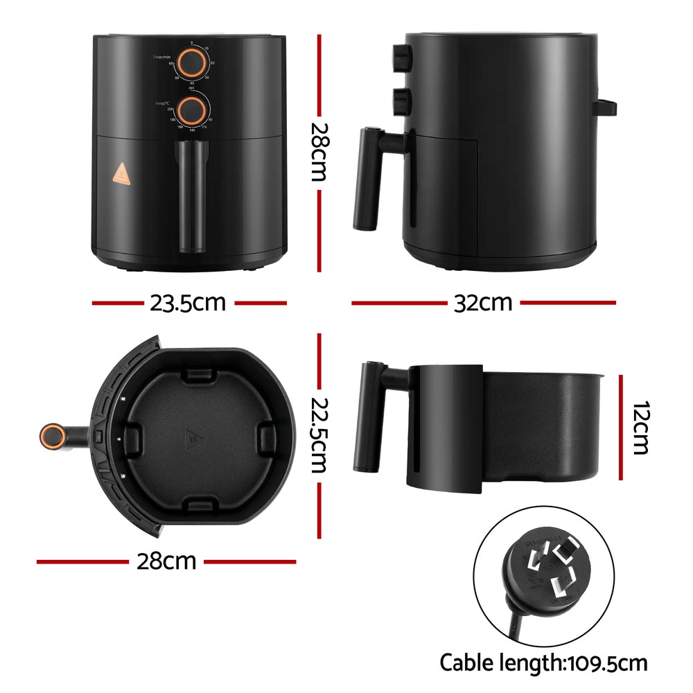 4L Air Fryer Knob Control 1500W - Appliances > Kitchen Appliances > Air Fryers - Rivercity House & Home Co. (ABN 18 642 972 209) - Affordable Modern Furniture Australia