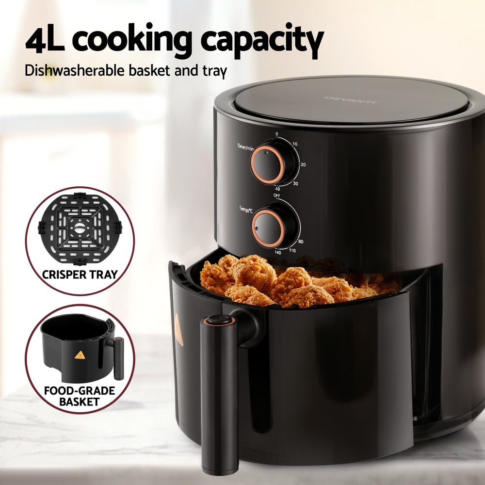 4L Air Fryer Knob Control 1500W - Appliances > Kitchen Appliances > Air Fryers - Rivercity House & Home Co. (ABN 18 642 972 209) - Affordable Modern Furniture Australia