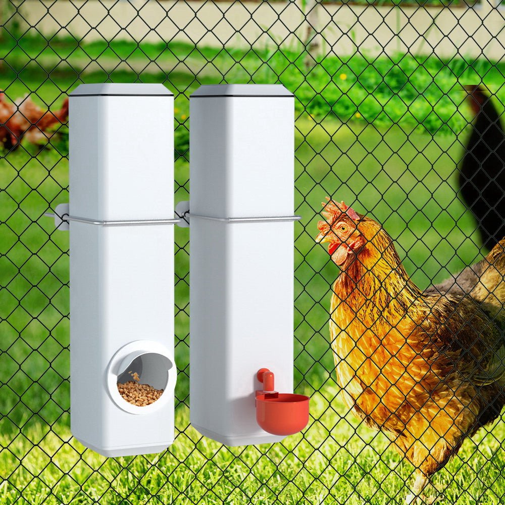 4L Automatic Chicken Feeder and Water Dispenser - White - Pet Care > Farm Supplies > Farm Equipment - Rivercity House & Home Co. (ABN 18 642 972 209) - Affordable Modern Furniture Australia