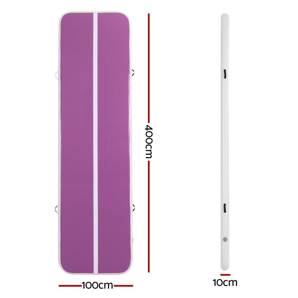 4M Air Track Gymnastics Tumbling Exercise Cheerleading Mat Inflatable Purple - Sports & Fitness > Exercise, Gym & Fitness > Gymnastics - Rivercity House & Home Co. (ABN 18 642 972 209) - Affordable Modern Furniture Australia