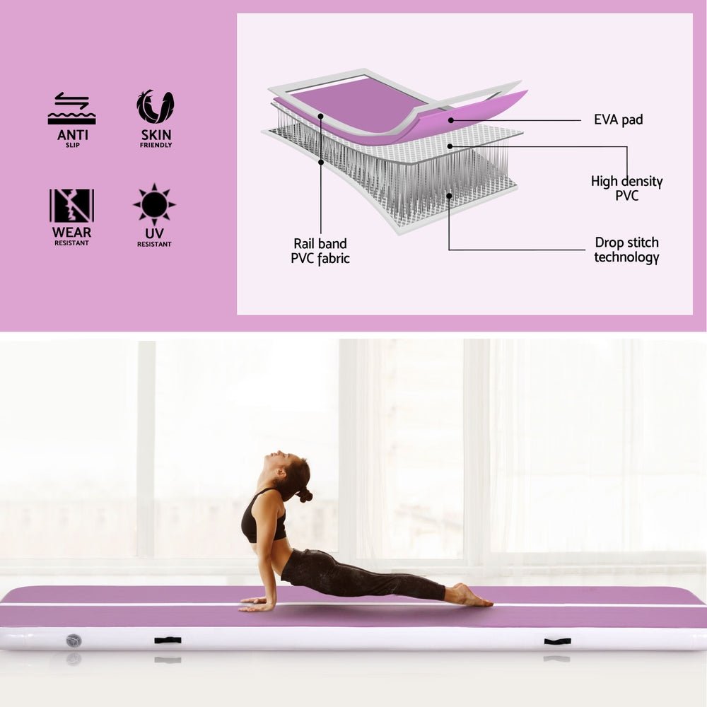 4M Air Track Gymnastics Tumbling Exercise Cheerleading Mat Inflatable Purple - Sports & Fitness > Exercise, Gym & Fitness > Gymnastics - Rivercity House & Home Co. (ABN 18 642 972 209) - Affordable Modern Furniture Australia
