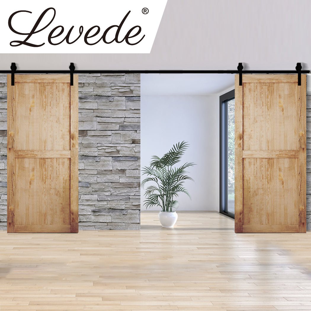 4M Antique Classic Double Sliding Barn Door Kit 6.1mx6.1m - Black - Rivercity House & Home Co. (ABN 18 642 972 209) - Affordable Modern Furniture Australia