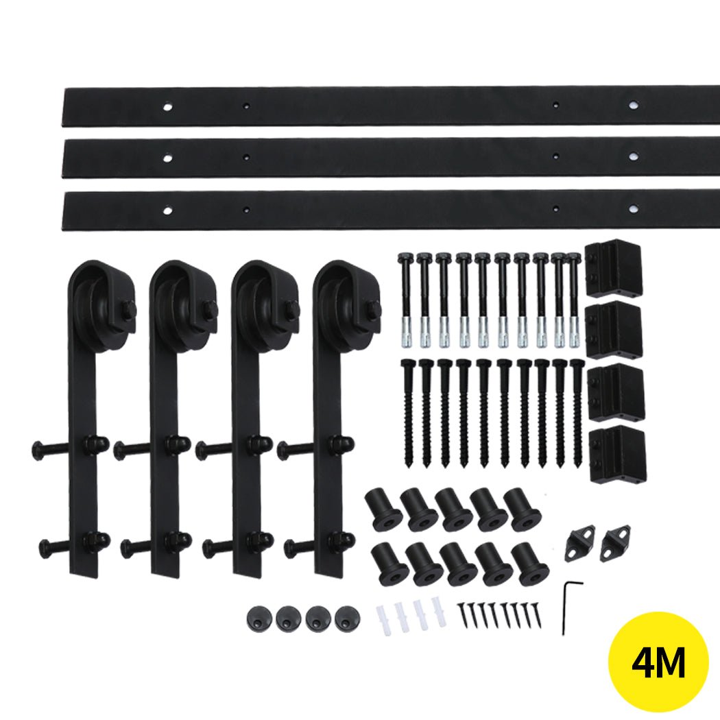 4M Antique Classic Double Sliding Barn Door Kit 6.1mx6.1m - Black - Rivercity House & Home Co. (ABN 18 642 972 209) - Affordable Modern Furniture Australia