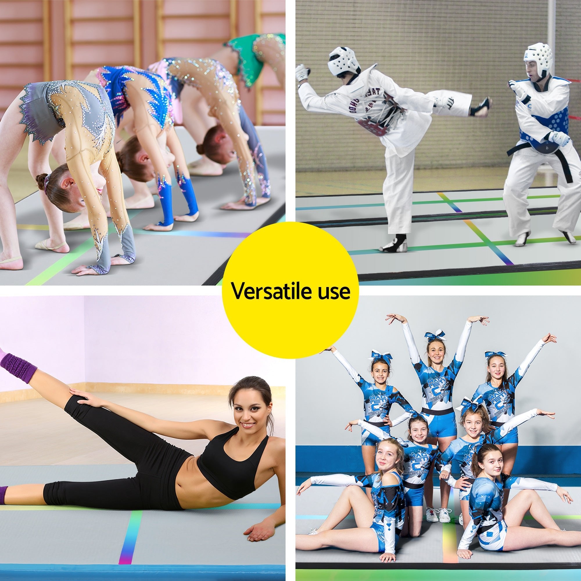 4M Inflatable Air Track Gymnastics Tumbling Exercise Mat with Pump - Coloured - Sports & Fitness > Exercise, Gym & Fitness > Gymnastics - Rivercity House & Home Co. (ABN 18 642 972 209) - Affordable Modern Furniture Australia