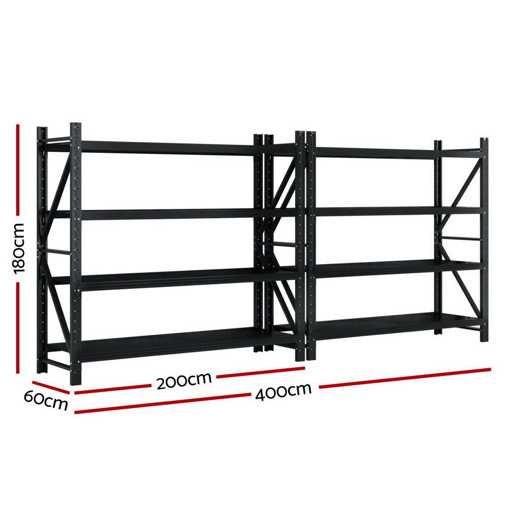 4Mx1.8M Garage Shelving Warehouse Rack Black - Tools > Tools Storage > Wall Storage Racks - Rivercity House & Home Co. (ABN 18 642 972 209) - Affordable Modern Furniture Australia