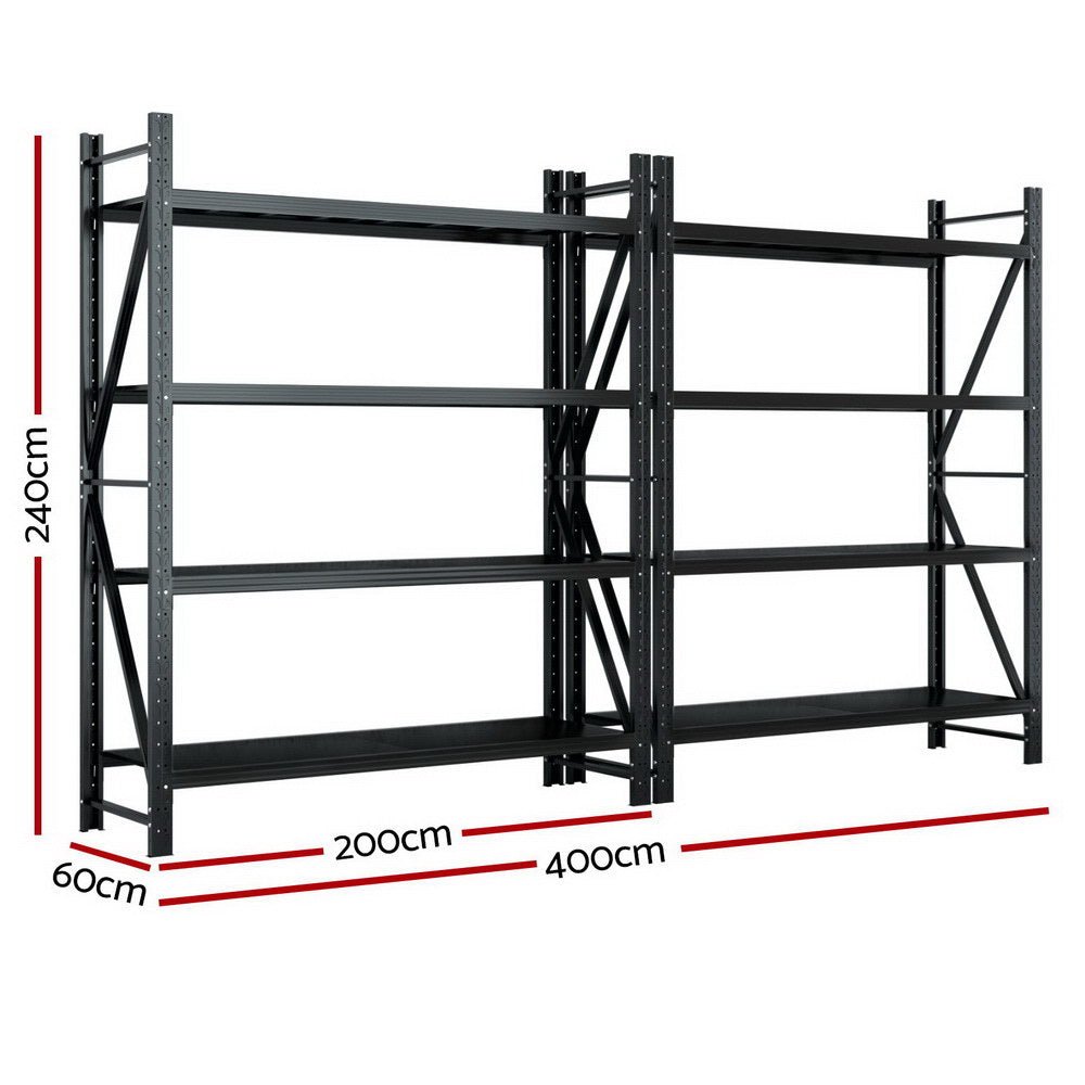 4Mx2.4M Garage Shelving Warehouse Rack Black - Tools > Tools Storage > Wall Storage Racks - Rivercity House & Home Co. (ABN 18 642 972 209) - Affordable Modern Furniture Australia