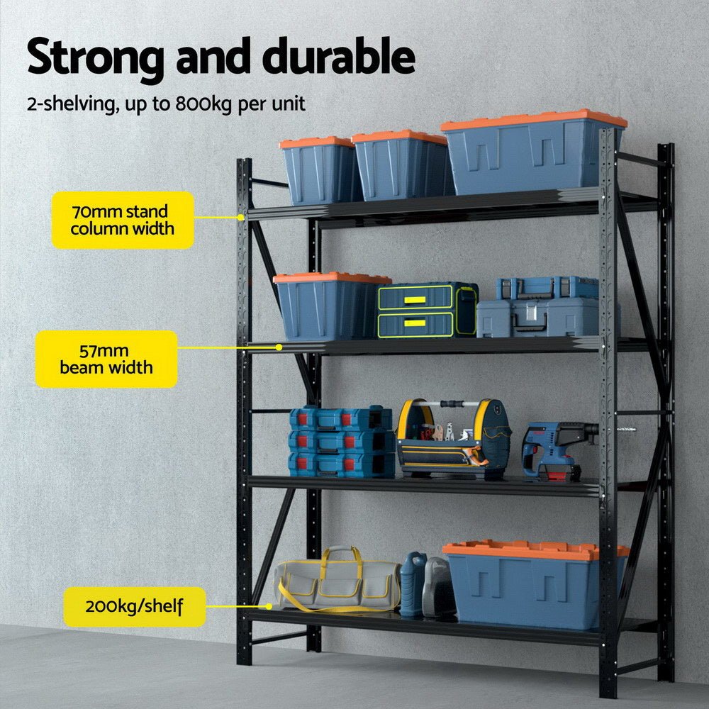 4Mx2.4M Garage Shelving Warehouse Rack Black - Tools > Tools Storage > Wall Storage Racks - Rivercity House & Home Co. (ABN 18 642 972 209) - Affordable Modern Furniture Australia