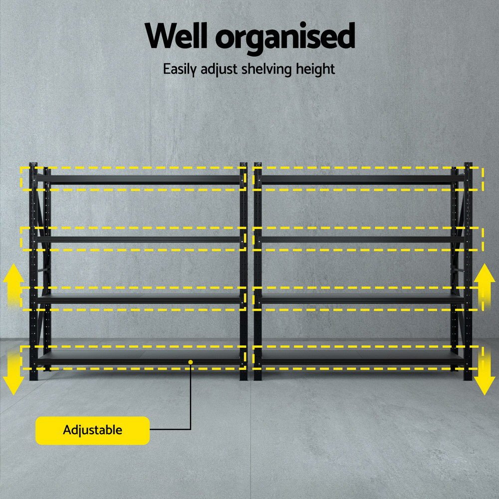 4Mx2M Garage Shelving Warehouse Rack Black - Tools > Tools Storage > Wall Storage Racks - Rivercity House & Home Co. (ABN 18 642 972 209) - Affordable Modern Furniture Australia