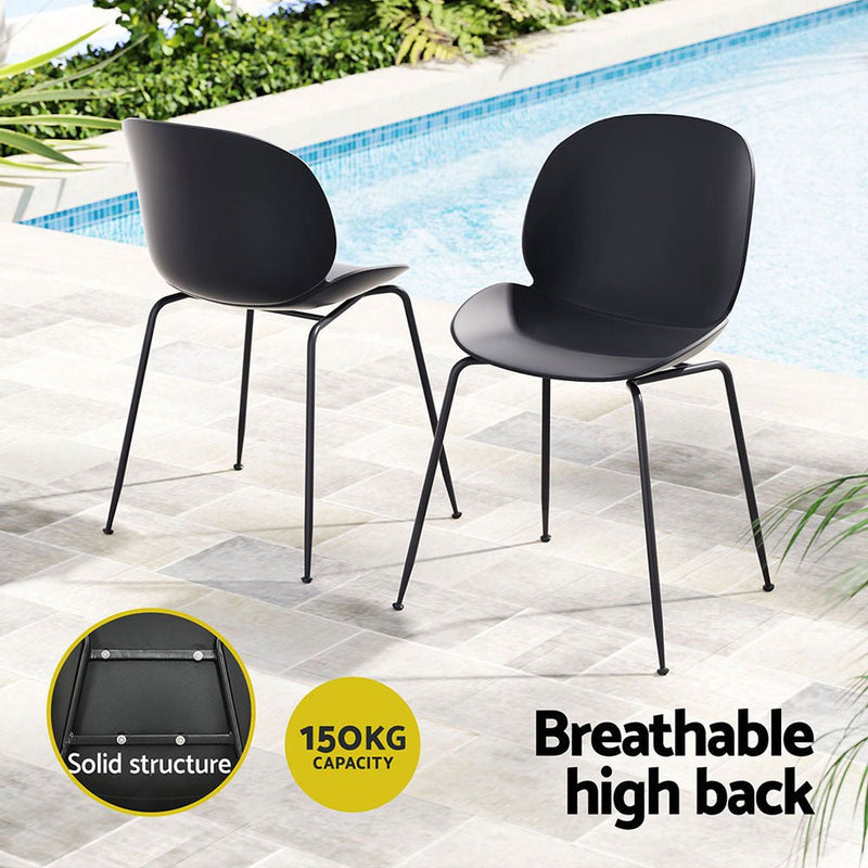 4PC Outdoor Dining Chairs Lounge Chair Patio Garden Furniture Black - Furniture > Outdoor - Rivercity House & Home Co. (ABN 18 642 972 209) - Affordable Modern Furniture Australia