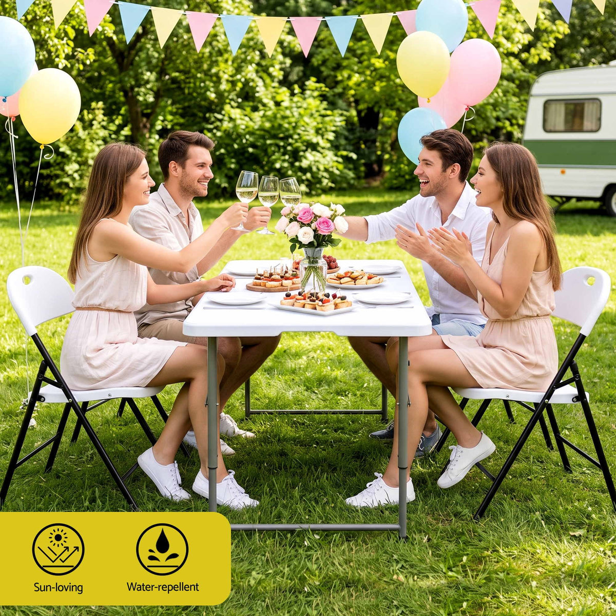 4PC Outdoor Dining Chairs PP Folding Chair Patio Garden Furniture White - Furniture > Dining > Kitchen & Dining Chairs - Rivercity House & Home Co. (ABN 18 642 972 209) - Affordable Modern Furniture Australia