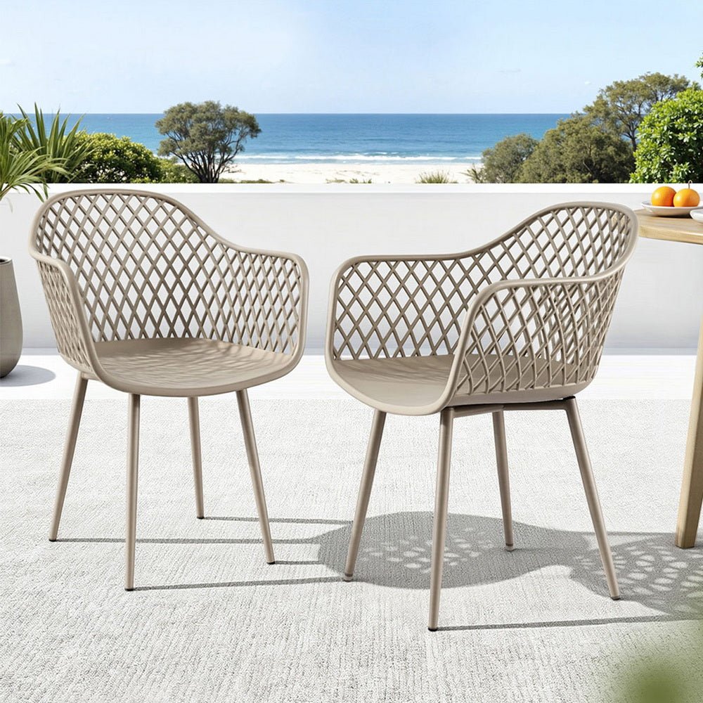 4PC Outdoor Dining Chairs PP Lounge Chair Patio Furniture Garden Coffee - Furniture > Outdoor > Outdoor Chairs - Rivercity House & Home Co. (ABN 18 642 972 209) - Affordable Modern Furniture Australia