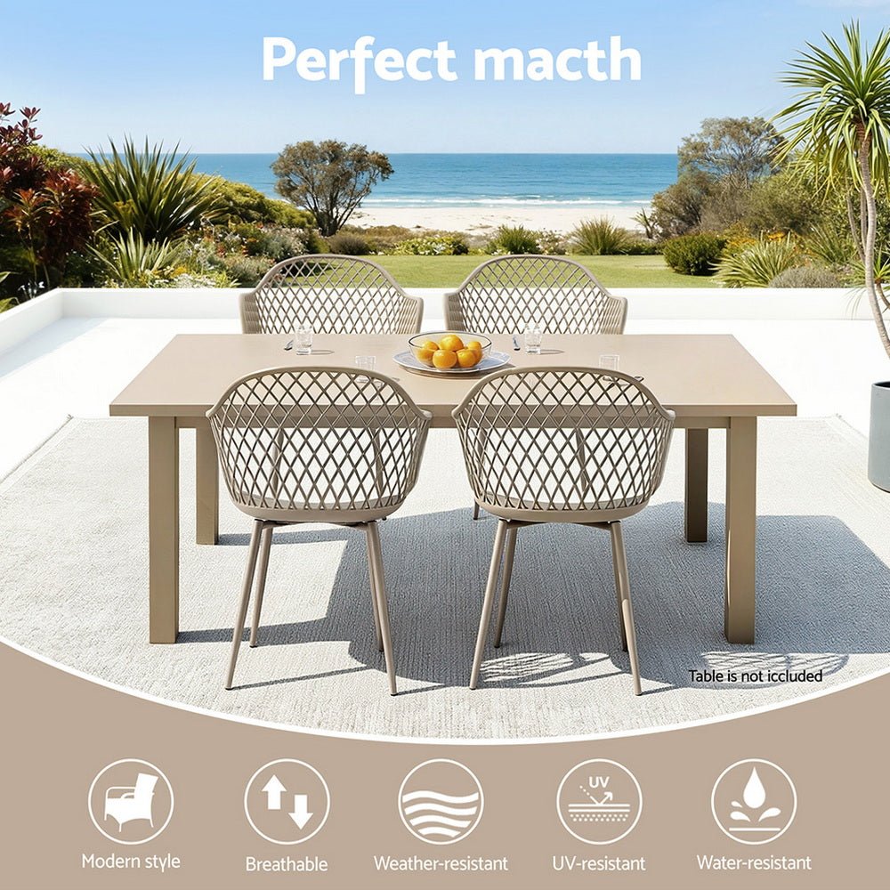 4PC Outdoor Dining Chairs PP Lounge Chair Patio Furniture Garden Coffee - Furniture > Outdoor > Outdoor Chairs - Rivercity House & Home Co. (ABN 18 642 972 209) - Affordable Modern Furniture Australia