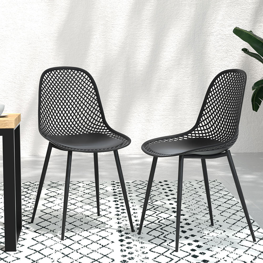 4PC Outdoor Dining Chairs PP Lounge Chair Patio Garden Furniture Black - Furniture > Bar Stools & Chairs - Rivercity House & Home Co. (ABN 18 642 972 209) - Affordable Modern Furniture Australia