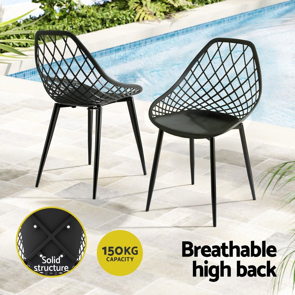 4PC Outdoor Dining Chairs PP Lounge Chair Patio Garden Furniture Black - Furniture > Outdoor > Outdoor Chairs - Rivercity House & Home Co. (ABN 18 642 972 209) - Affordable Modern Furniture Australia