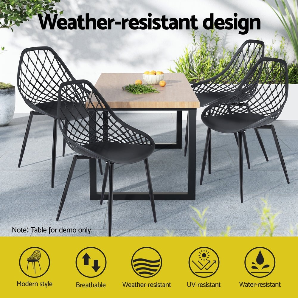 4PC Outdoor Dining Chairs PP Lounge Chair Patio Garden Furniture Black - Furniture > Outdoor > Outdoor Chairs - Rivercity House & Home Co. (ABN 18 642 972 209) - Affordable Modern Furniture Australia
