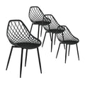 4PC Outdoor Patio Dining Lounge Chairs with Metal Legs - Black