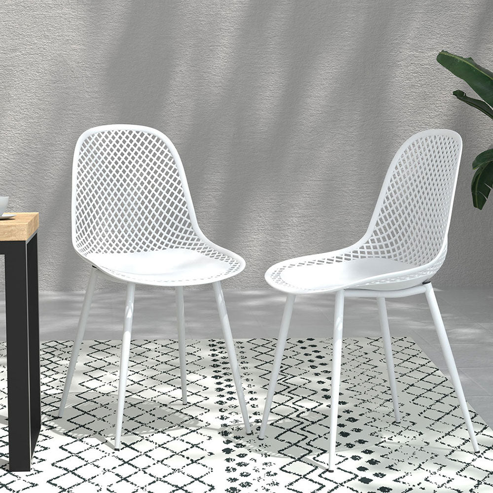4PC Outdoor Dining Chairs PP Lounge Chair Patio Garden Furniture White - Furniture > Bar Stools & Chairs - Rivercity House & Home Co. (ABN 18 642 972 209) - Affordable Modern Furniture Australia