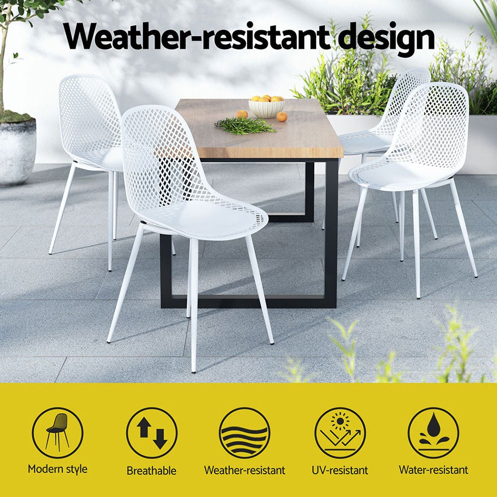 4PC Outdoor Dining Chairs PP Lounge Chair Patio Garden Furniture White - Furniture > Bar Stools & Chairs - Rivercity House & Home Co. (ABN 18 642 972 209) - Affordable Modern Furniture Australia