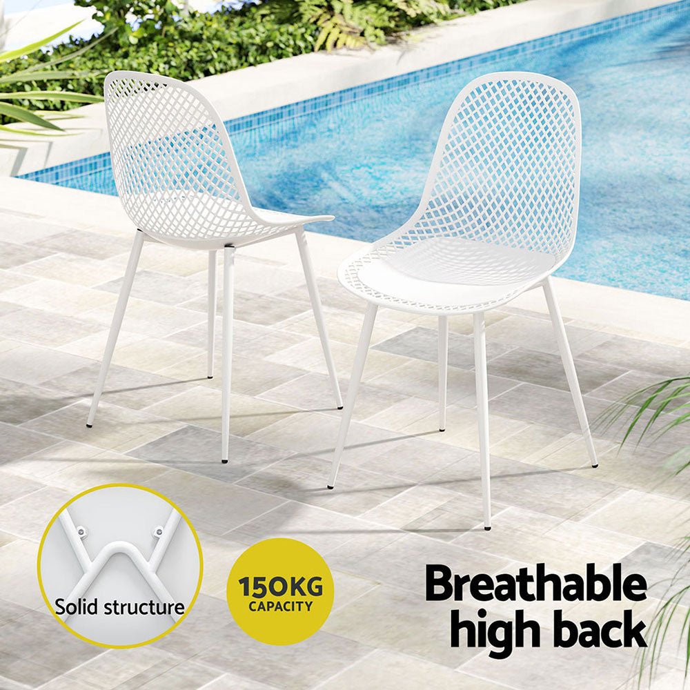 4PC Outdoor Dining Chairs PP Lounge Chair Patio Garden Furniture White - Furniture > Bar Stools & Chairs - Rivercity House & Home Co. (ABN 18 642 972 209) - Affordable Modern Furniture Australia