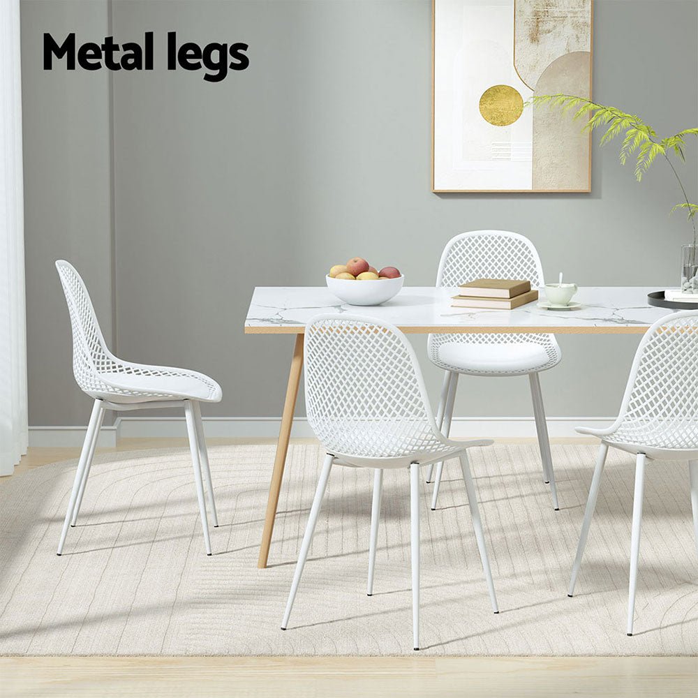4PC Outdoor Dining Chairs PP Lounge Chair Patio Garden Furniture White - Furniture > Bar Stools & Chairs - Rivercity House & Home Co. (ABN 18 642 972 209) - Affordable Modern Furniture Australia