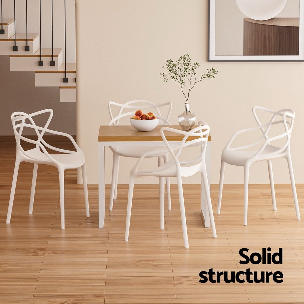 4PC Outdoor Dining Chairs PP Portable Stackable Chair Patio Furniture White - Furniture > Outdoor > Outdoor Chairs - Rivercity House & Home Co. (ABN 18 642 972 209) - Affordable Modern Furniture Australia