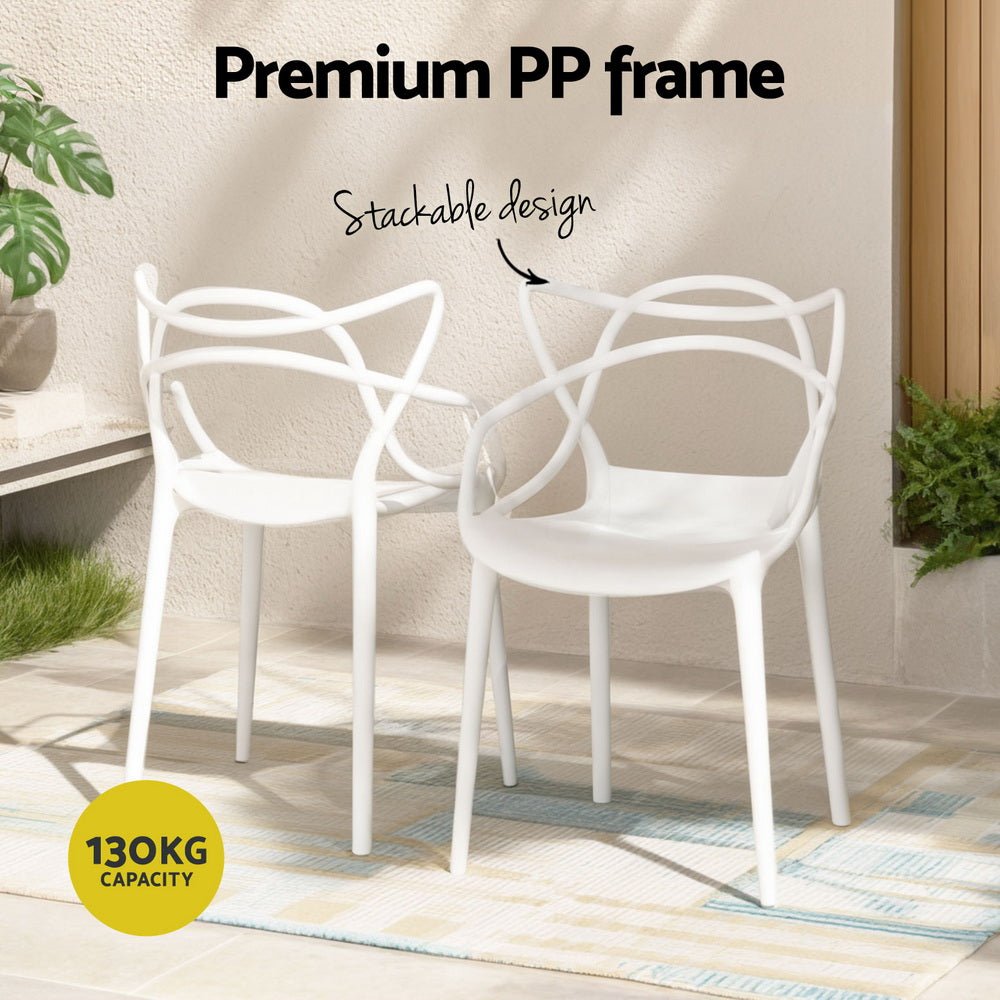 4PC Outdoor Dining Chairs PP Portable Stackable Chair Patio Furniture White - Furniture > Outdoor > Outdoor Chairs - Rivercity House & Home Co. (ABN 18 642 972 209) - Affordable Modern Furniture Australia