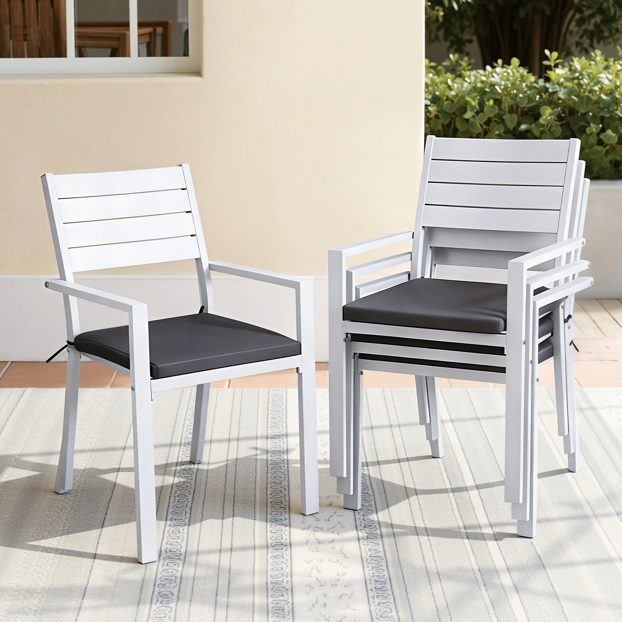 4PC Outdoor Dining Chairs Stackable Aluminum Lounge Chair Patio Furniture - Furniture > Outdoor > Outdoor Chairs - Rivercity House & Home Co. (ABN 18 642 972 209) - Affordable Modern Furniture Australia