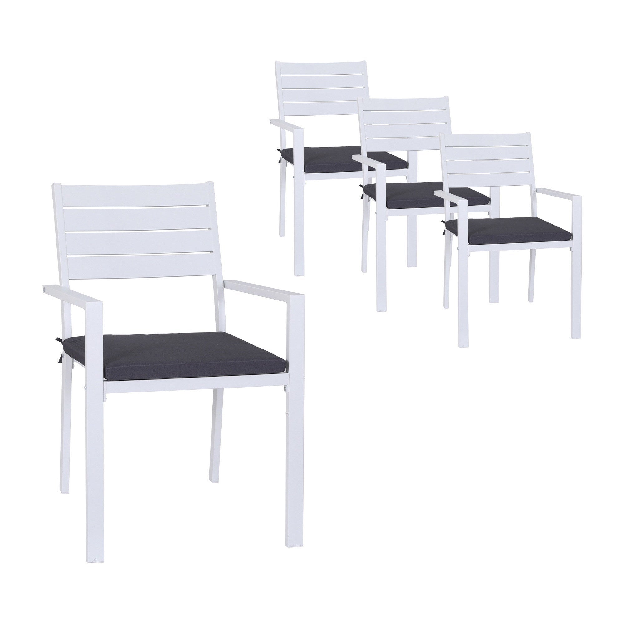 4PC Outdoor Dining Chairs Stackable Aluminum Lounge Chair Patio Furniture - Furniture > Outdoor > Outdoor Chairs - Rivercity House & Home Co. (ABN 18 642 972 209) - Affordable Modern Furniture Australia